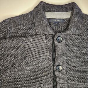 Banana Republic Grey Collared Button Front Medium Cotton Sweater Cardigan